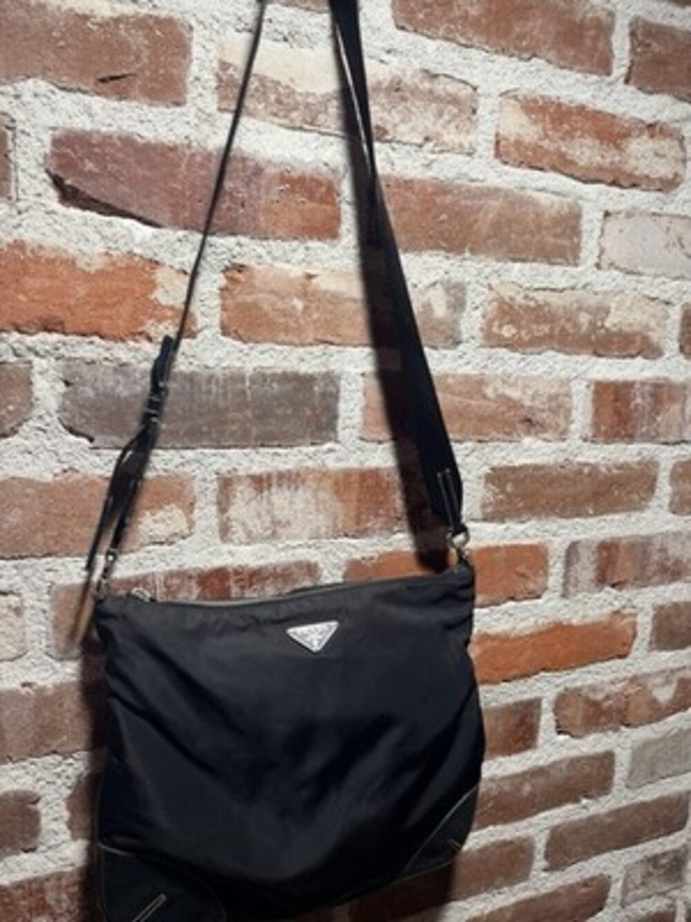 Authentic Prada Black Tessuto Nylon Crossbody Messenger Bag Made in Italy
